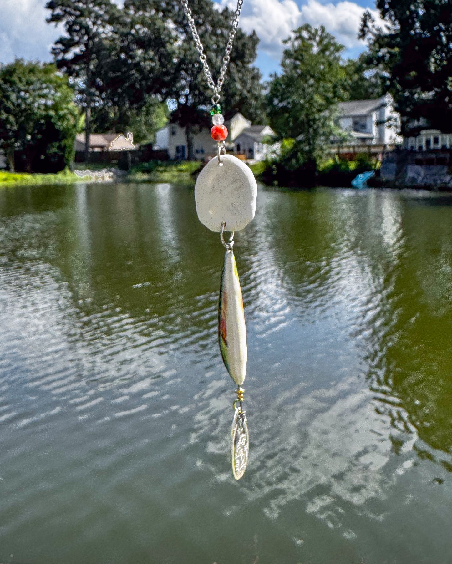 Sand dollar fishing lure car charm- blue fox fishing lure