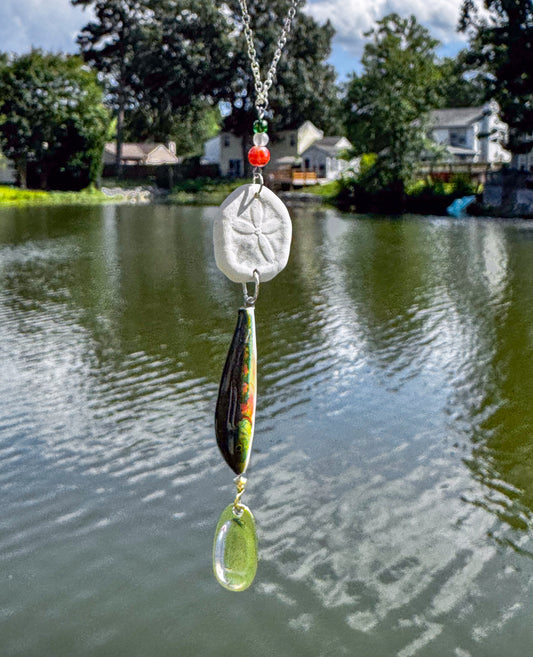 Sand dollar fishing lure car charm- blue fox fishing lure
