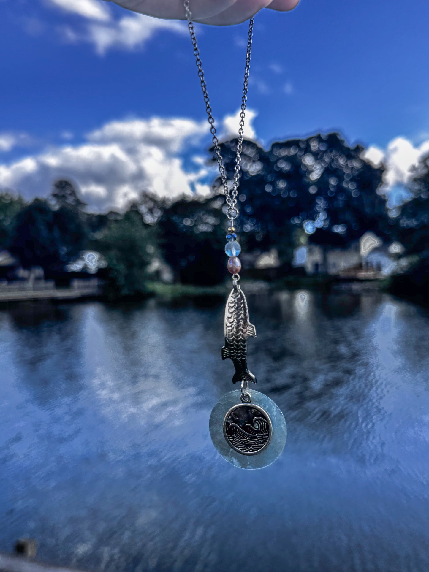 Coral Drift Car Charm – Fishing Lure with Shell Accent